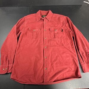 Vintage Eddie Bauer Shirt Mens Medium Red Heavyweight Flannel Cotton